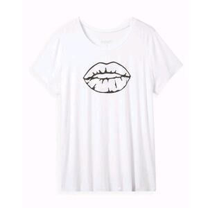 Torrid Perfect Tee Super Soft Iridescent Lips White 4 / 4X / 26